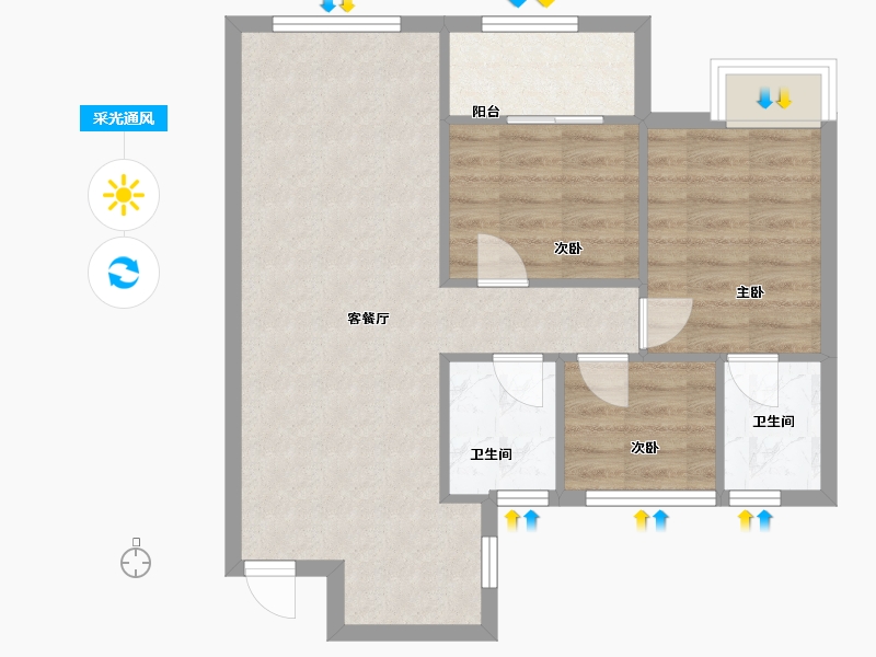 福建省-龙岩市-融侨·观邸-100.00-户型库-采光通风