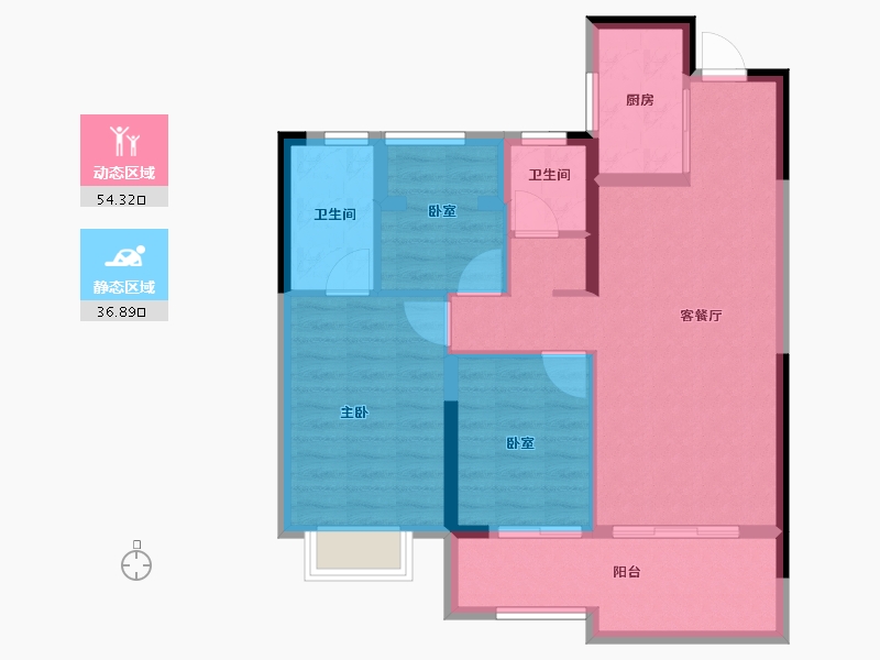 湖南省-长沙市-南崇九颂江山印-81.60-户型库-动静分区