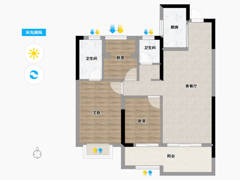 湖南省-长沙市-南崇九颂江山印-81.60-户型库-采光通风