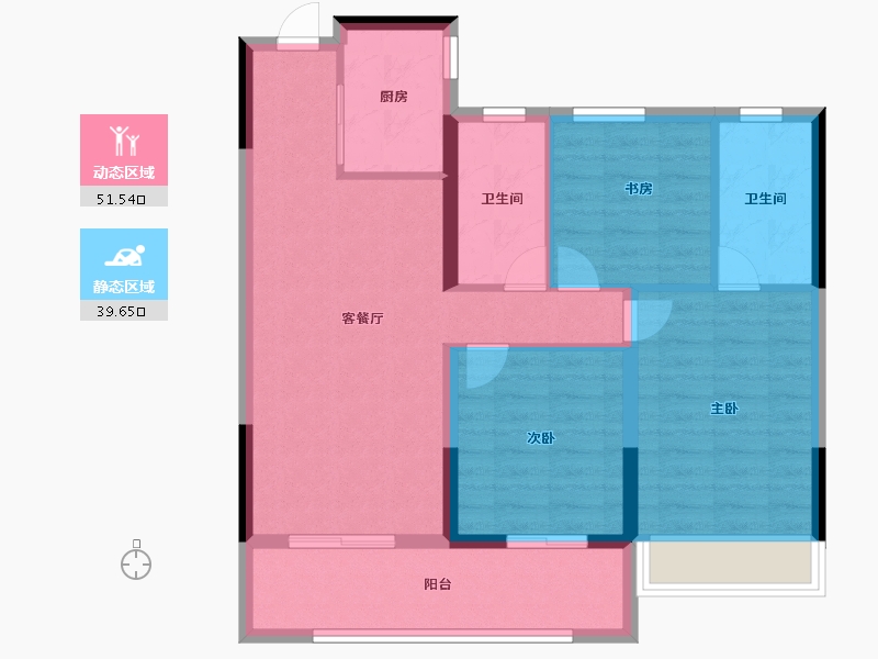 浙江省-温州市-弘阳上坤西湖四季-81.60-户型库-动静分区