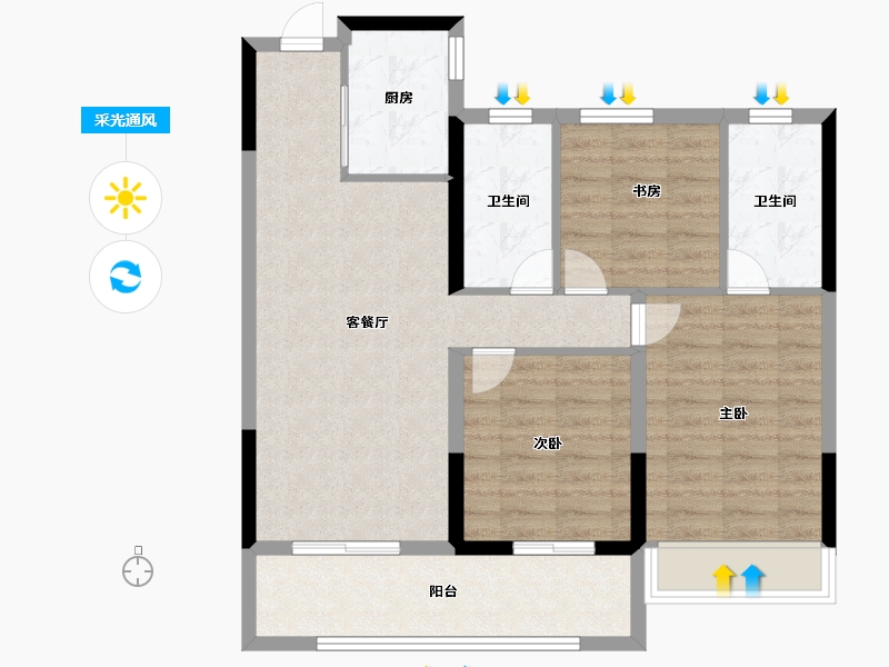 浙江省-温州市-弘阳上坤西湖四季-81.60-户型库-采光通风