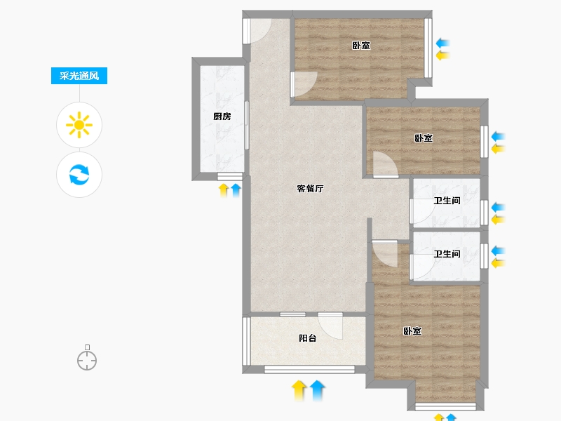 湖北省-武汉市-海伦国际-79.00-户型库-采光通风