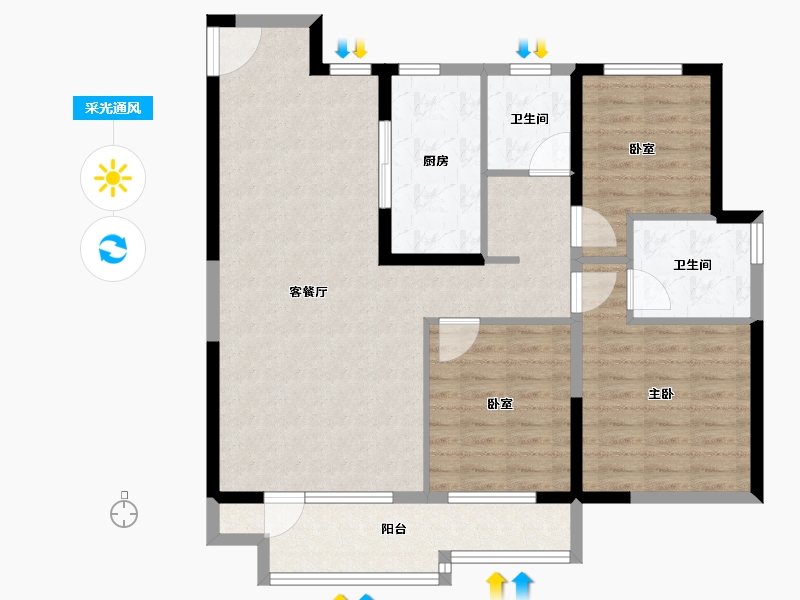 山东省-烟台市-招商马尔贝拉-100.00-户型库-采光通风