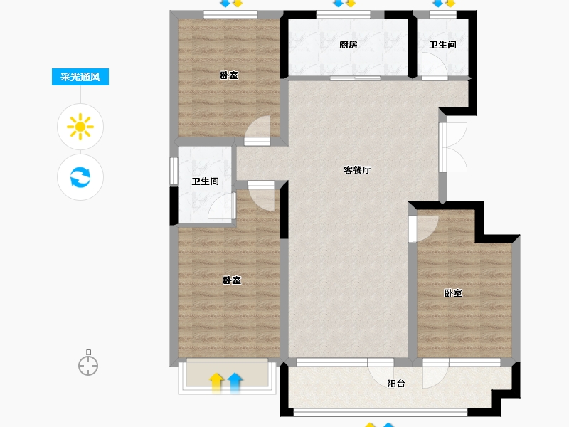 山东省-潍坊市-恒信风华尚品-94.20-户型库-采光通风