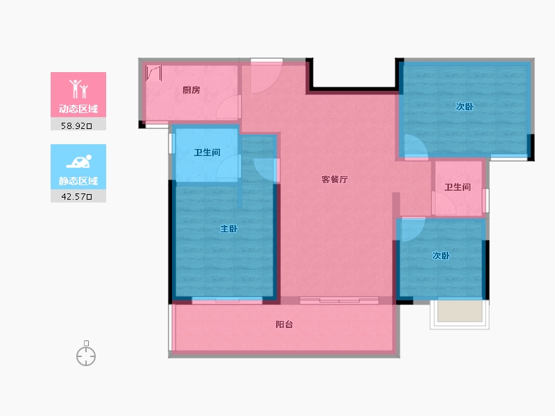 湖南省-长沙市-润和湘江天地-90.73-户型库-动静分区