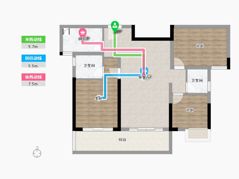 湖南省-长沙市-润和湘江天地-90.73-户型库-动静线