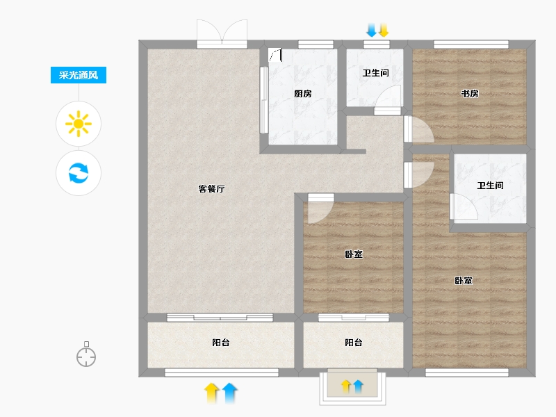 山东省-潍坊市-恒信温莎公馆-97.61-户型库-采光通风