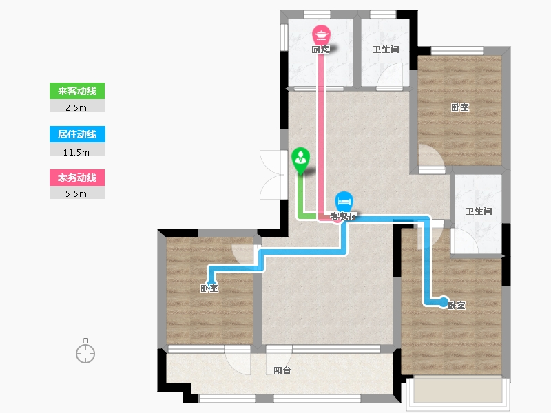 山东省-潍坊市-恒信风华尚品-80.55-户型库-动静线