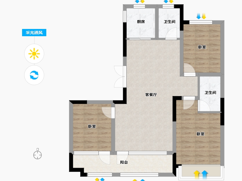 山东省-潍坊市-恒信风华尚品-80.55-户型库-采光通风