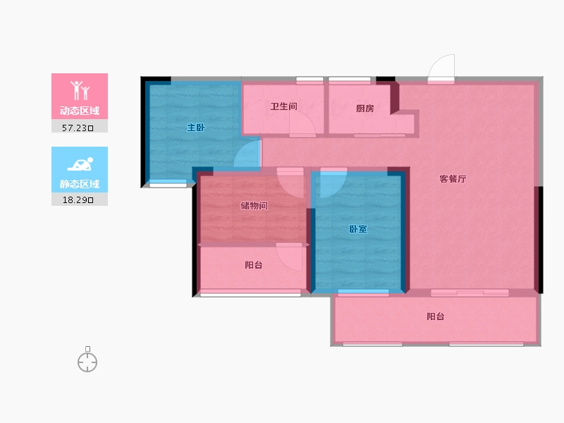 湖南省-长沙市-澳海云天赋-66.76-户型库-动静分区