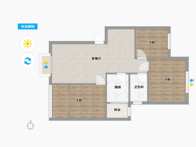 四川省-成都市-泉水人家3期-A区-81.30-户型库-采光通风