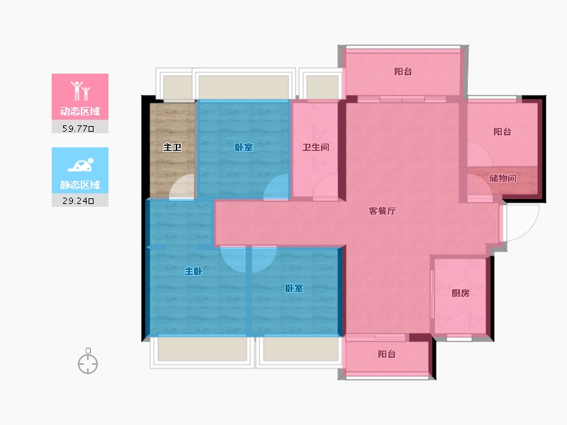 广东省-佛山市-禹洲朗廷湾-84.06-户型库-动静分区