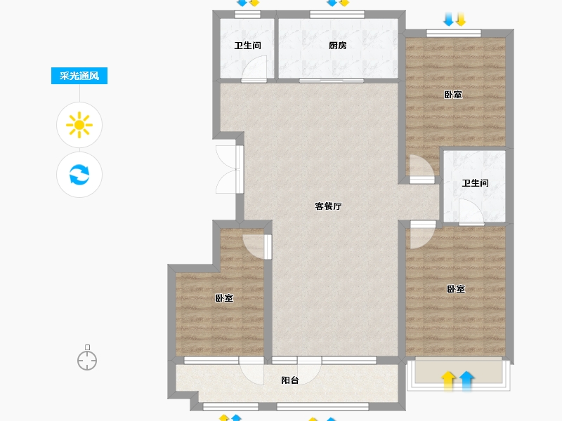 山东省-潍坊市-恒信崇文湖-100.80-户型库-采光通风