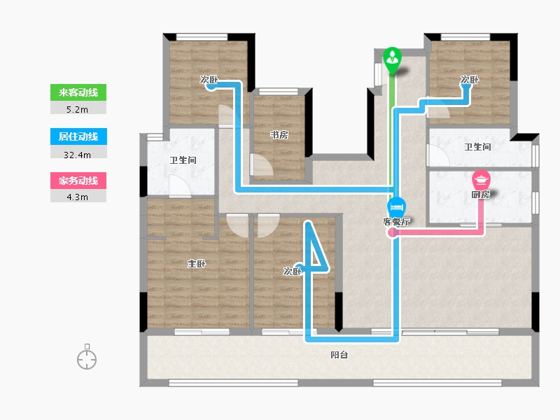 浙江省-绍兴市-锦上云山-133.60-户型库-动静线