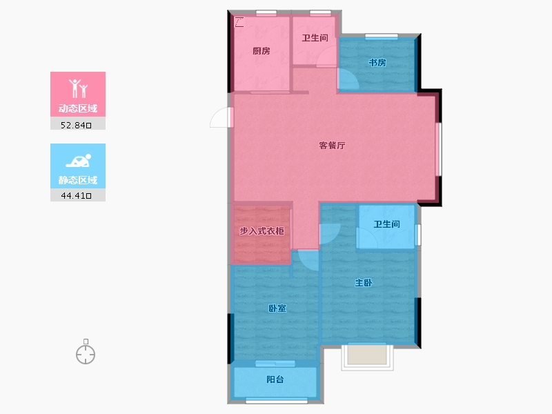 浙江省-绍兴市-大地西城美院-88.42-户型库-动静分区