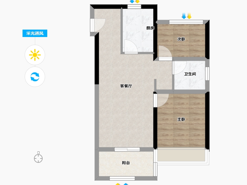 浙江省-温州市-鹿城之光-56.00-户型库-采光通风