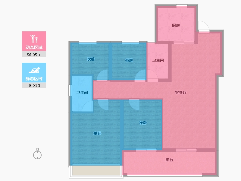 浙江省-温州市-龙湖龙誉城-102.40-户型库-动静分区