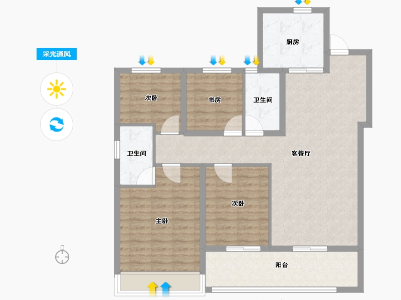 浙江省-温州市-龙湖龙誉城-102.40-户型库-采光通风