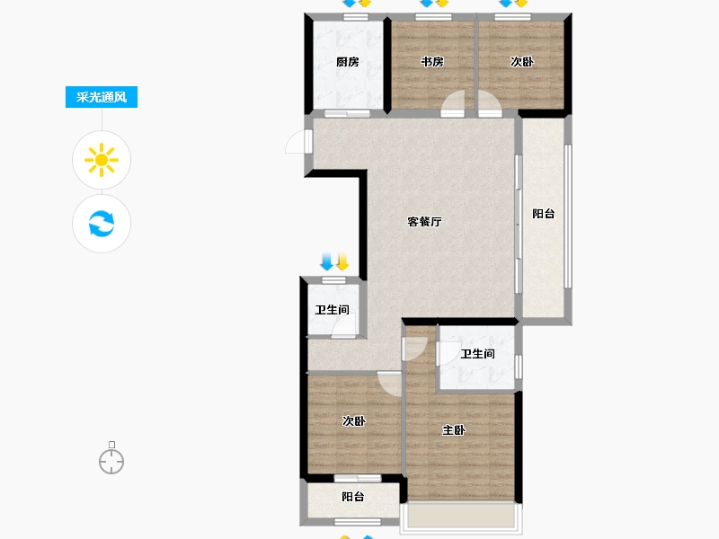 浙江省-温州市-首开中庚香開萬里-104.01-户型库-采光通风