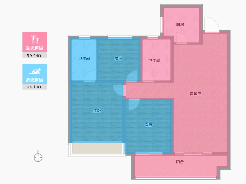 山东省-临沂市-星河城·盛府-93.72-户型库-动静分区