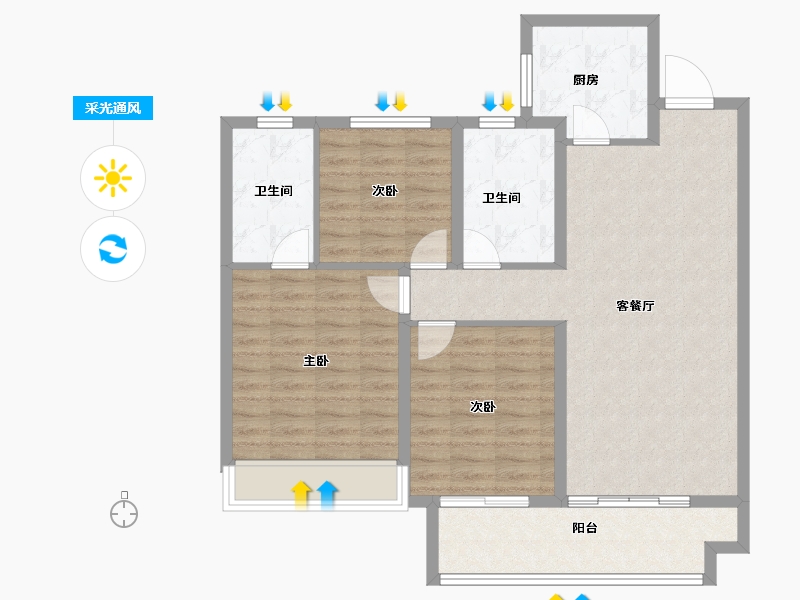 山东省-临沂市-星河城·盛府-93.72-户型库-采光通风