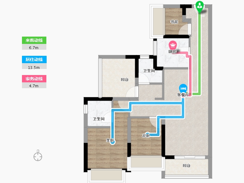 广东省-广州市-港龙皇朝龙湾壹号-70.06-户型库-动静线