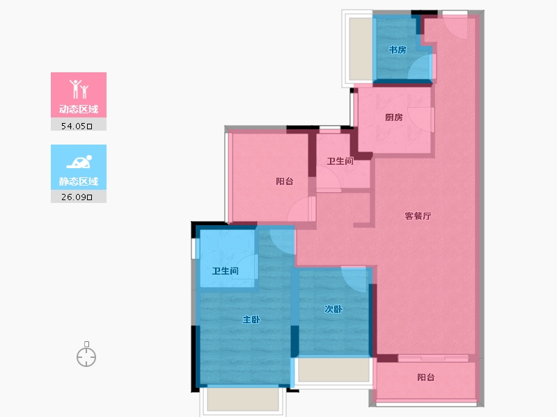 广东省-广州市-港龙皇朝龙湾壹号-70.06-户型库-动静分区