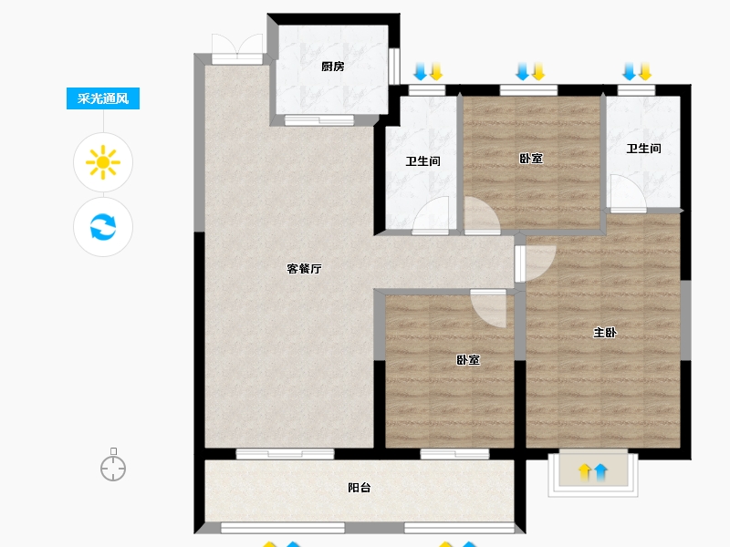 湖北省-武汉市-中建锦绣楚城-95.20-户型库-采光通风