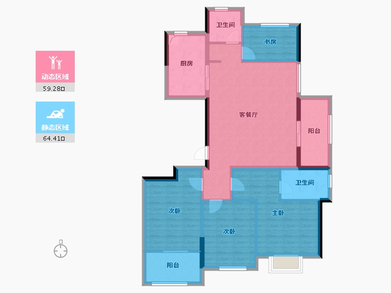 浙江省-绍兴市-大地西城美院-111.38-户型库-动静分区