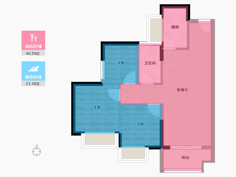 广东省-东莞市-招商保利·依城大观-56.64-户型库-动静分区