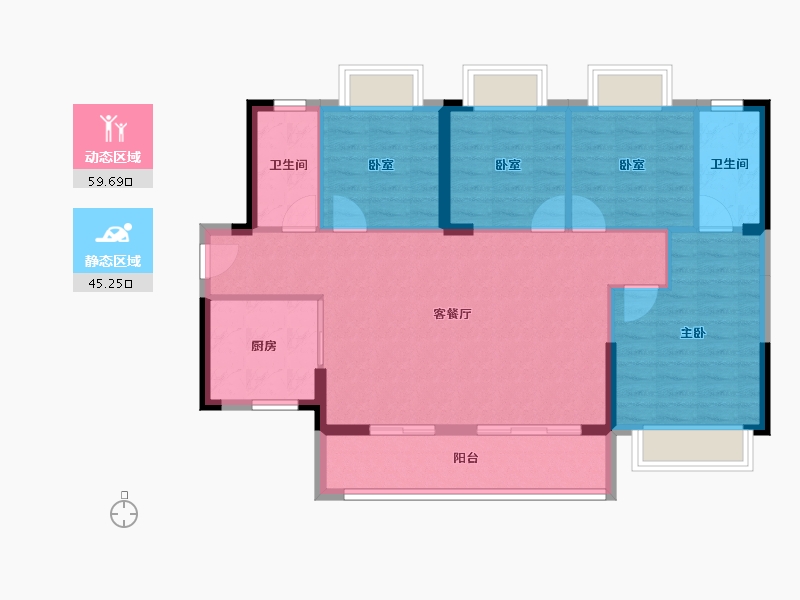 广东省-东莞市-天麟八号公馆-95.23-户型库-动静分区