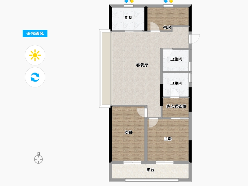 浙江省-温州市-远洋泊云庭-90.40-户型库-采光通风