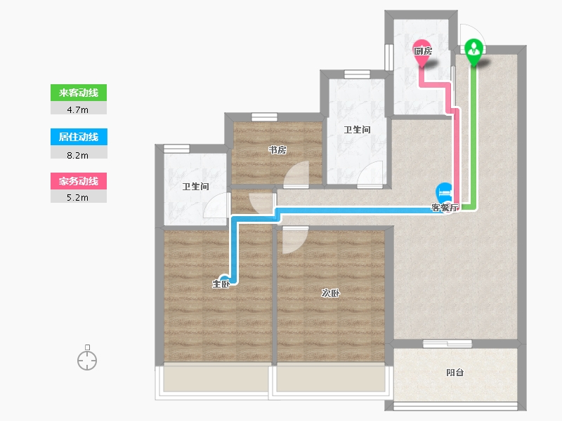 浙江省-温州市-龙湖龙誉城-78.40-户型库-动静线