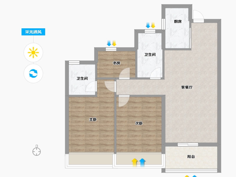 浙江省-温州市-龙湖龙誉城-78.40-户型库-采光通风