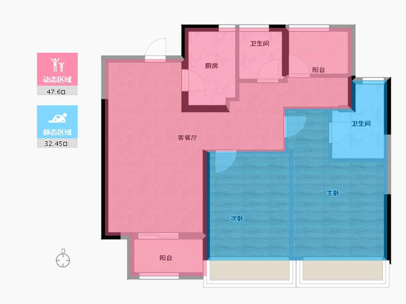 浙江省-温州市-时代瓯海壹品-71.20-户型库-动静分区