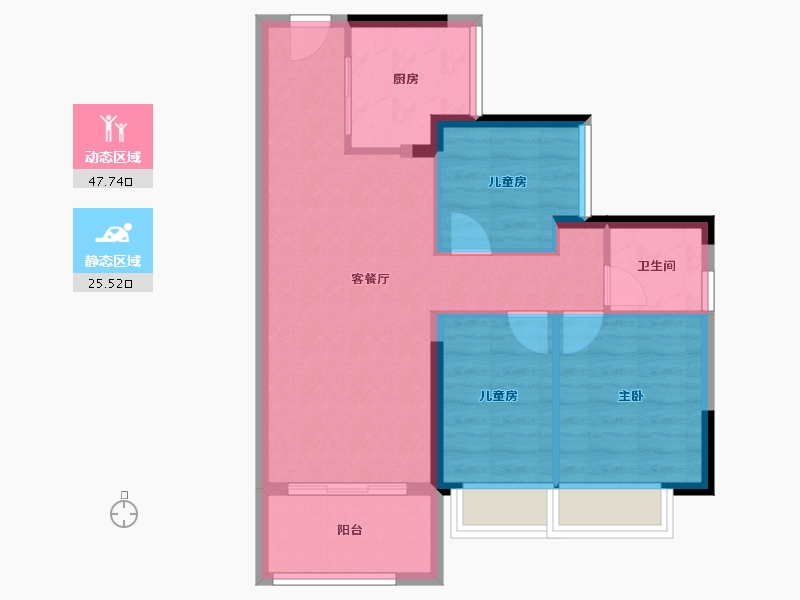 广东省-东莞市-谢岗碧桂园·樾府-65.57-户型库-动静分区