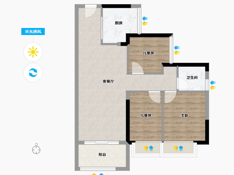 广东省-东莞市-谢岗碧桂园·樾府-65.57-户型库-采光通风