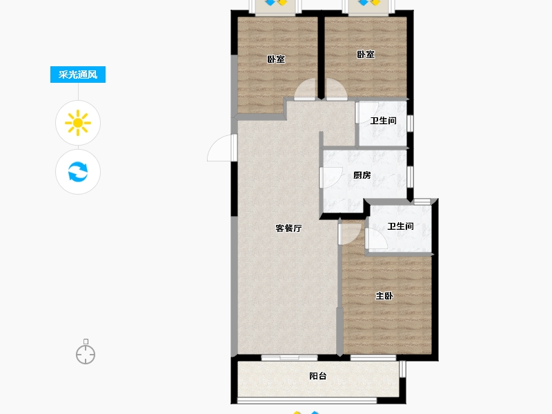 湖北省-武汉市-中建锦绣楚城-96.80-户型库-采光通风