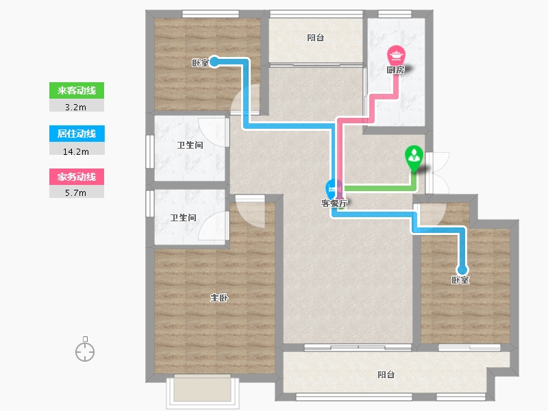 山东省-临沂市-房源·南湖壹号院-105.61-户型库-动静线