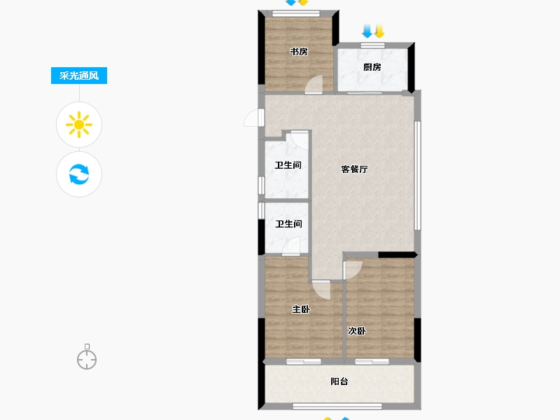 浙江省-温州市-祥生公园道-84.00-户型库-采光通风