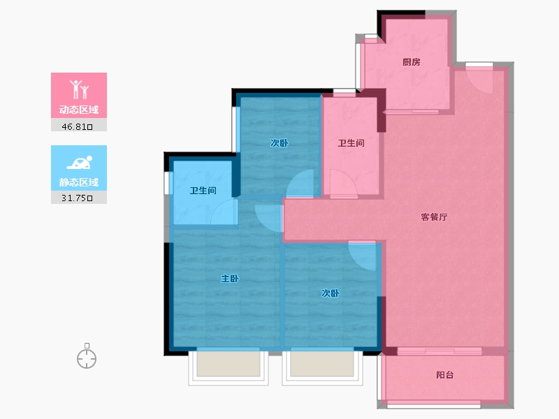 广东省-东莞市-招商保利·依城大观-70.42-户型库-动静分区