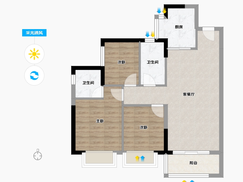 广东省-东莞市-招商保利·依城大观-70.42-户型库-采光通风