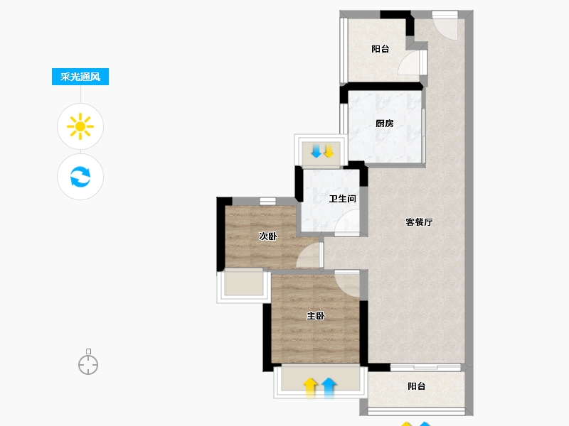 广东省-广州市-港龙皇朝龙湾壹号-54.67-户型库-采光通风