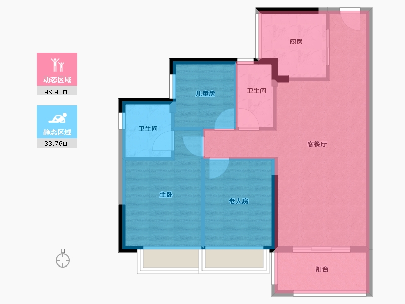 广东省-东莞市-谢岗碧桂园·樾府-74.67-户型库-动静分区