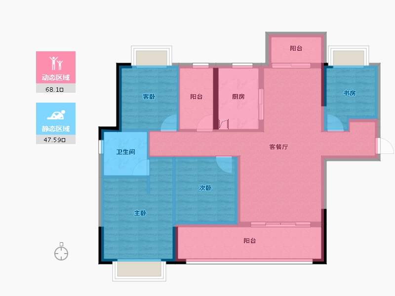 湖南省-长沙市-润和湘江天地-103.05-户型库-动静分区