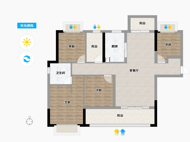 湖南省-长沙市-润和湘江天地-103.05-户型库-采光通风