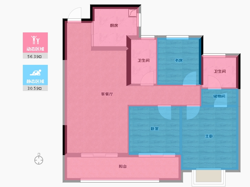 浙江省-绍兴市-锦上云山-77.73-户型库-动静分区