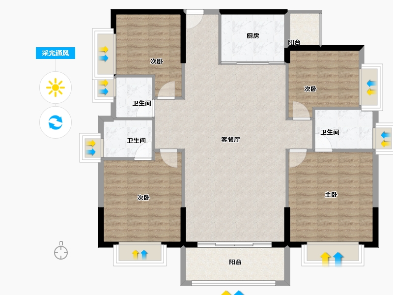 广东省-东莞市-华讯大宅-120.87-户型库-采光通风