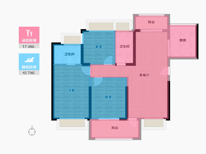 广东省-东莞市-滨海玺悦府-90.96-户型库-动静分区