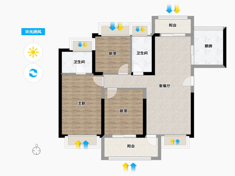 广东省-东莞市-滨海玺悦府-90.96-户型库-采光通风